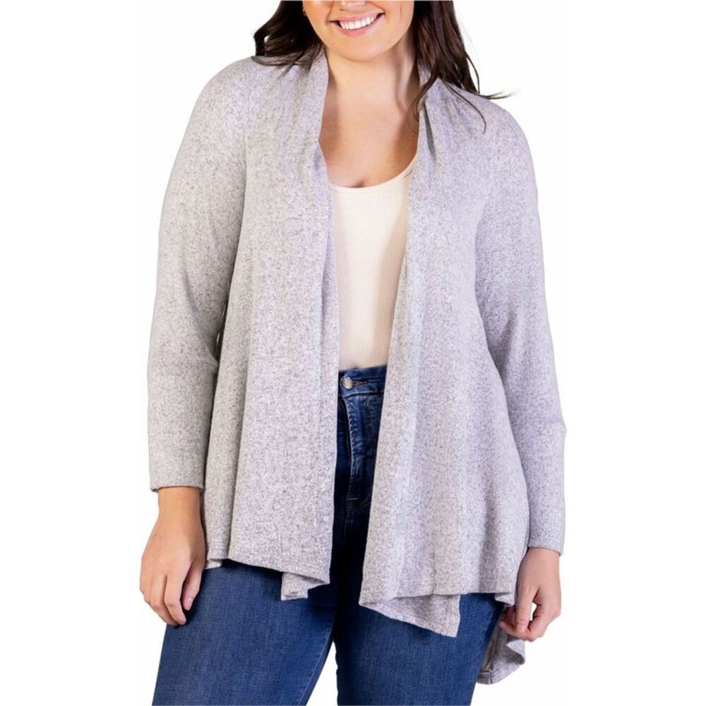 24seven Womens Plus Size Heathered Cardigan Sweater, NWT